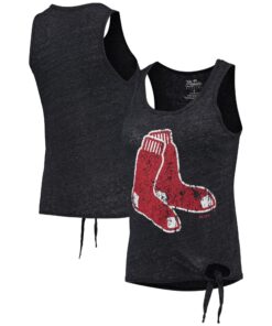 Women's Boston Red Sox Majestic Threads Navy Scoop Neck Racerback Side Tie Tri-Blend Tank Top