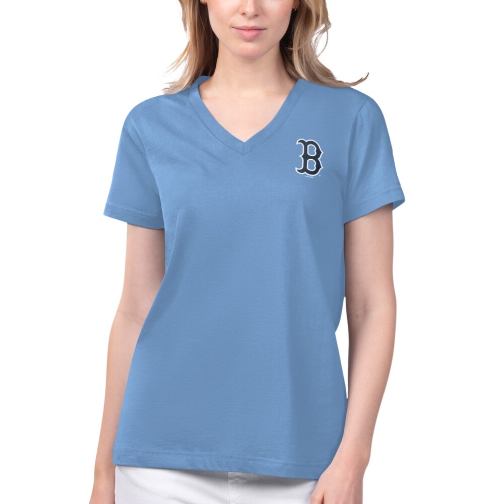 Women's Boston Red Sox Margaritaville Light Blue Game Time V-Neck T-Shirt