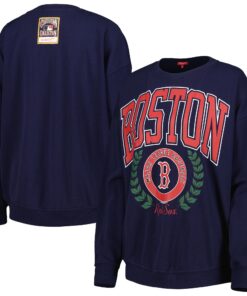 Women's Boston Red Sox Mitchell & Ness Navy Logo Lt 2.0 Pullover Sweatshirt
