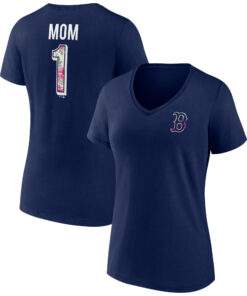 Women's Boston Red Sox Navy Mother's Day Plus Size Best Mom EverÂ V-Neck T-Shirt