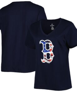 Women's Boston Red Sox Navy Plus Size Americana V-Neck T-Shirt