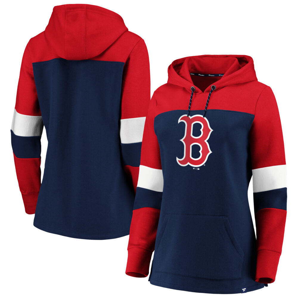 Women's Boston Red Sox Navy Plus Size Colorblock Pullover Hoodie