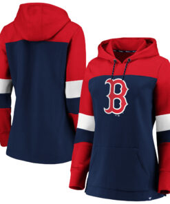 Women's Boston Red Sox Navy Plus Size Colorblock Pullover Hoodie