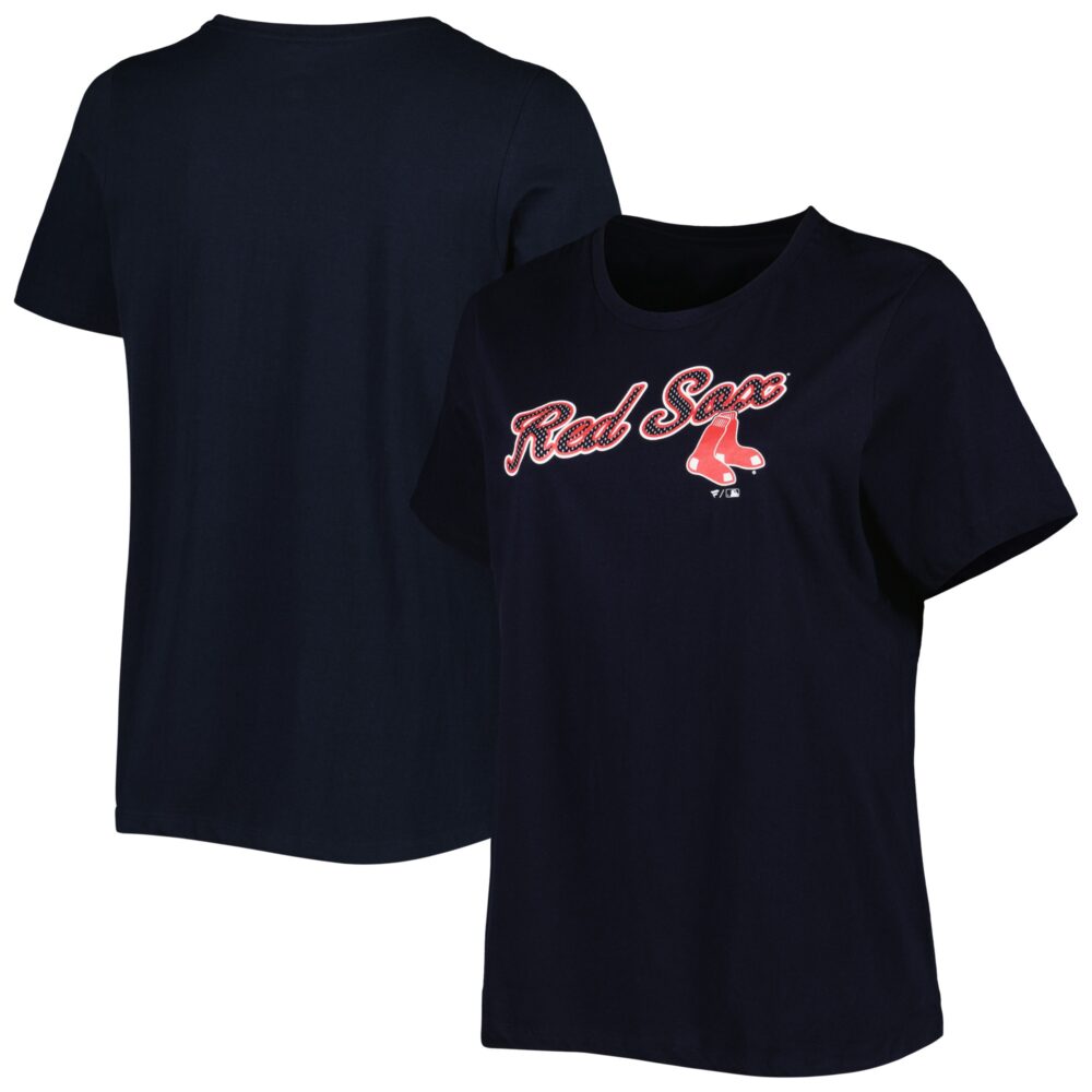 Women's Boston Red Sox Navy Plus Size Team Scoop Neck T-Shirt
