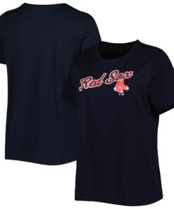 Women's Boston Red Sox Navy Plus Size Team Scoop Neck T-Shirt