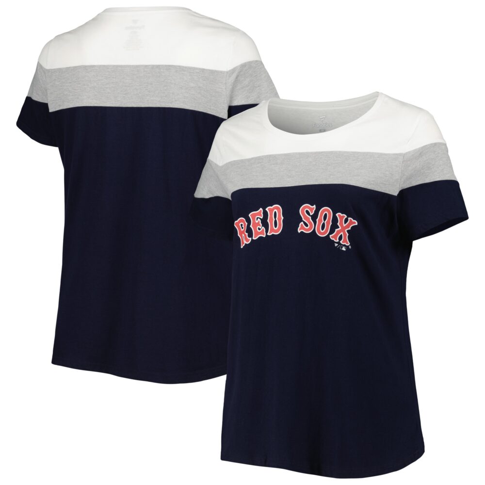 Women's Boston Red Sox Navy/Heather Gray Plus Size Colorblock T-Shirt