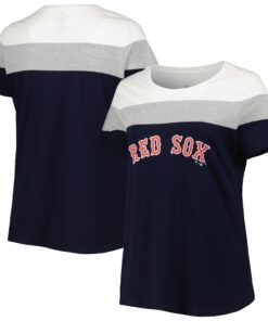 Women's Boston Red Sox Navy/Heather Gray Plus Size Colorblock T-Shirt