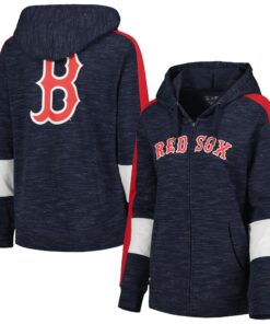 Women's Boston Red Sox New Era Navy Colorblock Full-Zip Hoodie