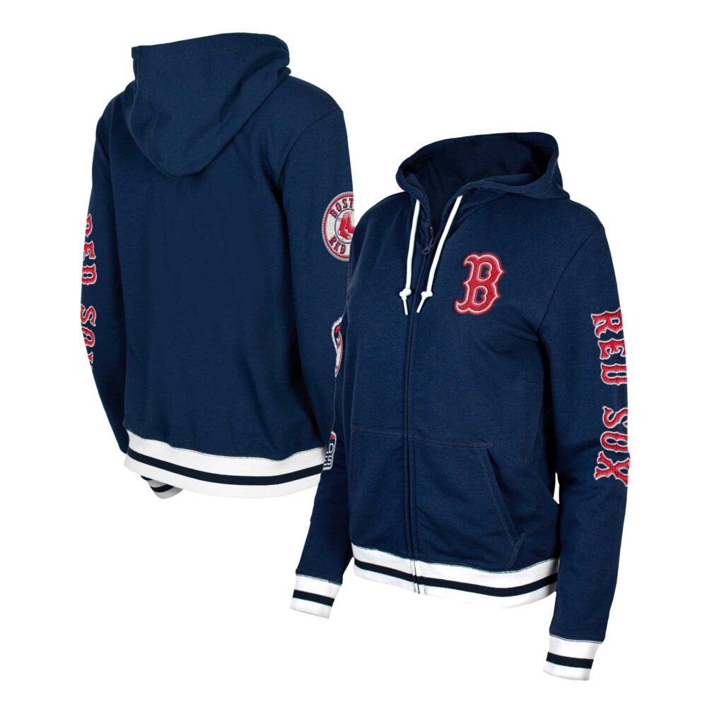 Women's Boston Red Sox New Era Navy Elite Tri-Blend Full-Zip Hoodie