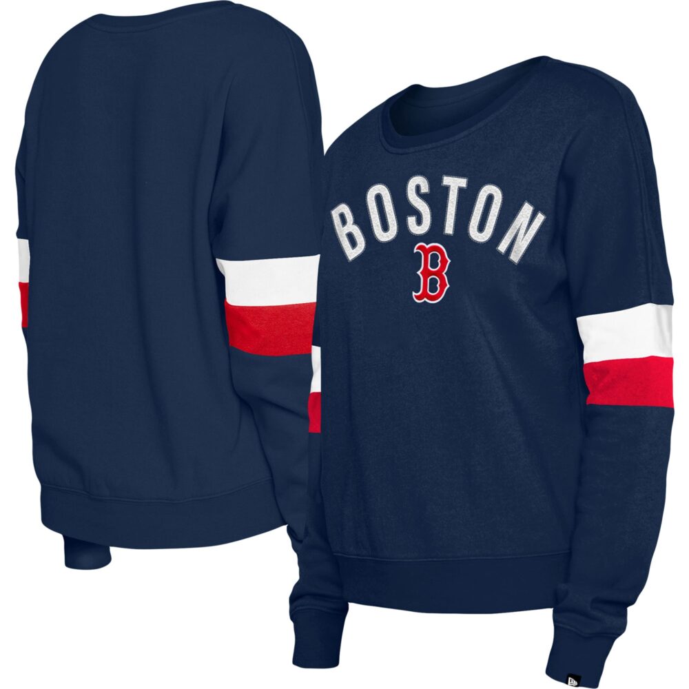 Women's Boston Red Sox New Era Navy Game Day Crew Pullover Sweatshirt