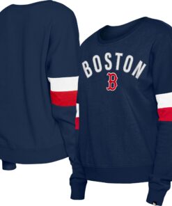 Women's Boston Red Sox New Era Navy Game Day Crew Pullover Sweatshirt