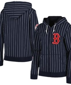Women's Boston Red Sox New Era Navy Pinstripe Tri-Blend Full-Zip Jacket