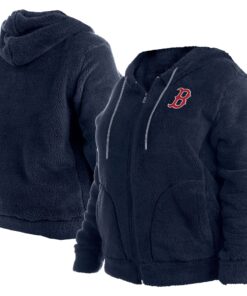 Women's Boston Red Sox New Era Navy Plus Size Sherpa Full-Zip Jacket