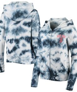 Women's Boston Red Sox New Era Navy Tie-Dye Fleece Full-Zip Hoodie