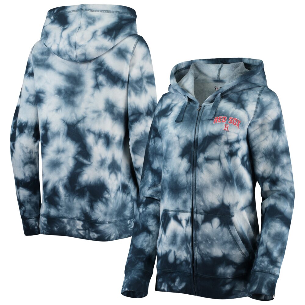 Women's Boston Red Sox New Era Navy Tie-Dye Full-Zip Hoodie