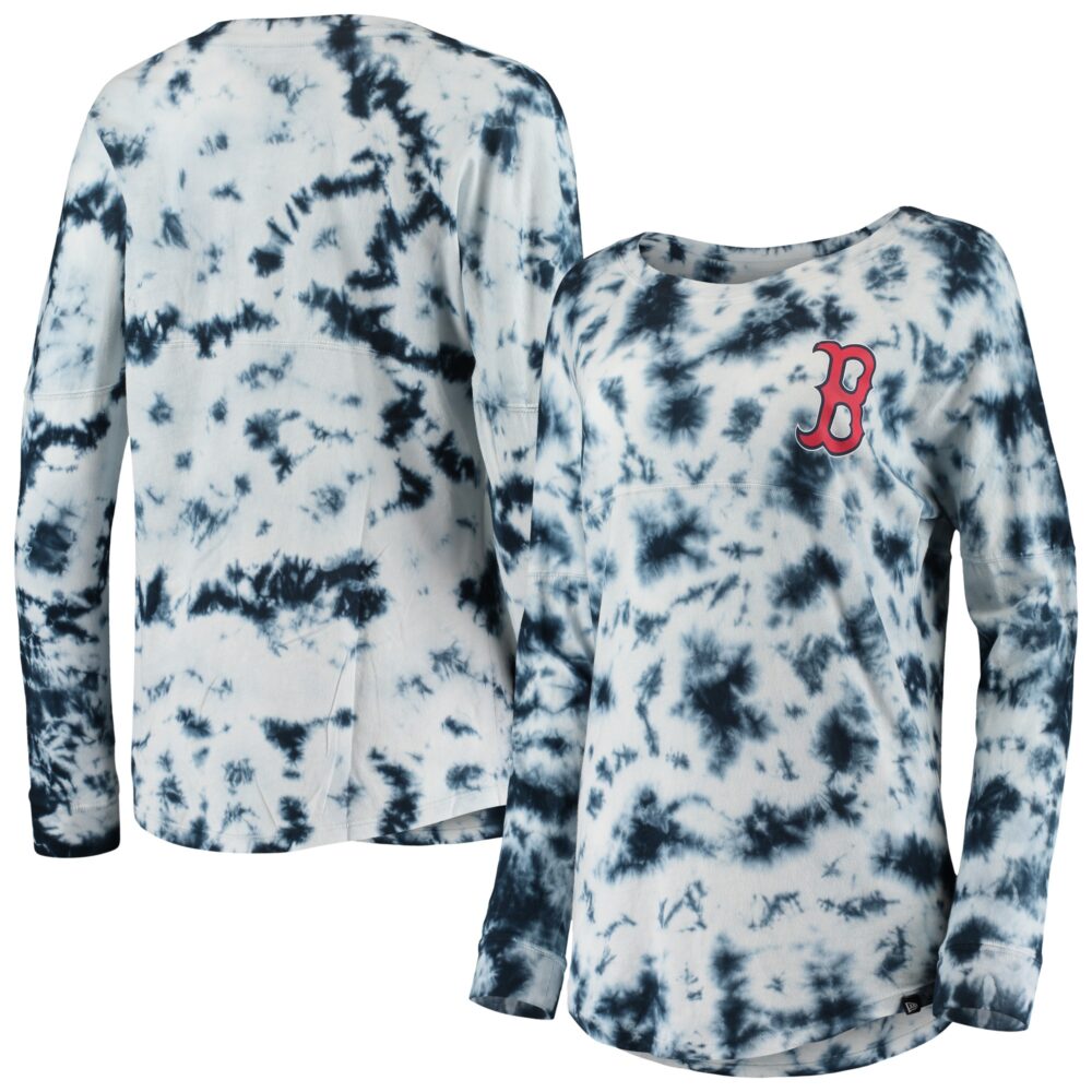 Women's Boston Red Sox New Era Navy Tie-Dye Long Sleeve T-Shirt