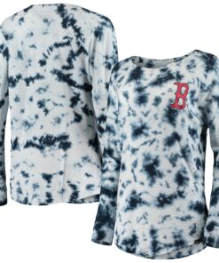 Women's Boston Red Sox New Era Navy Tie-Dye Long Sleeve T-Shirt