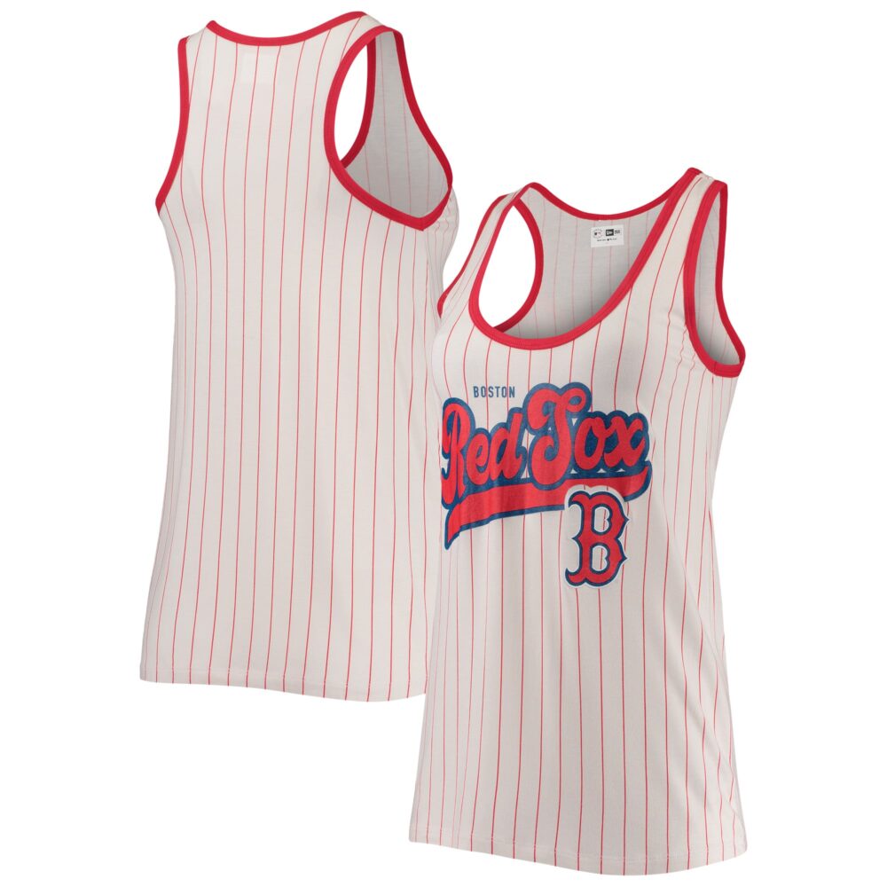 Women's Boston Red Sox New Era White/Red Pinstripe Scoop Neck Tank Top