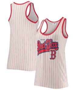 Women's Boston Red Sox New Era White/Red Pinstripe Scoop Neck Tank Top