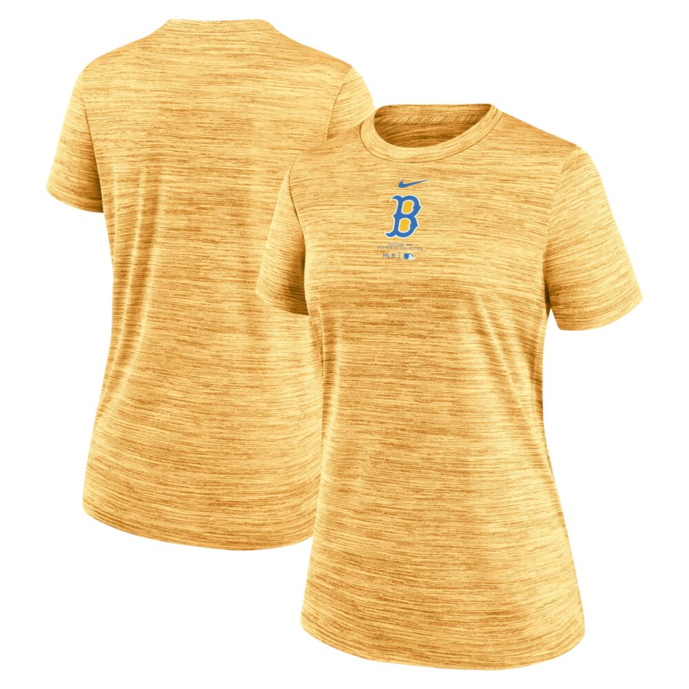 Women's Boston Red Sox Nike Gold City Connect Practice Velocity T-Shirt