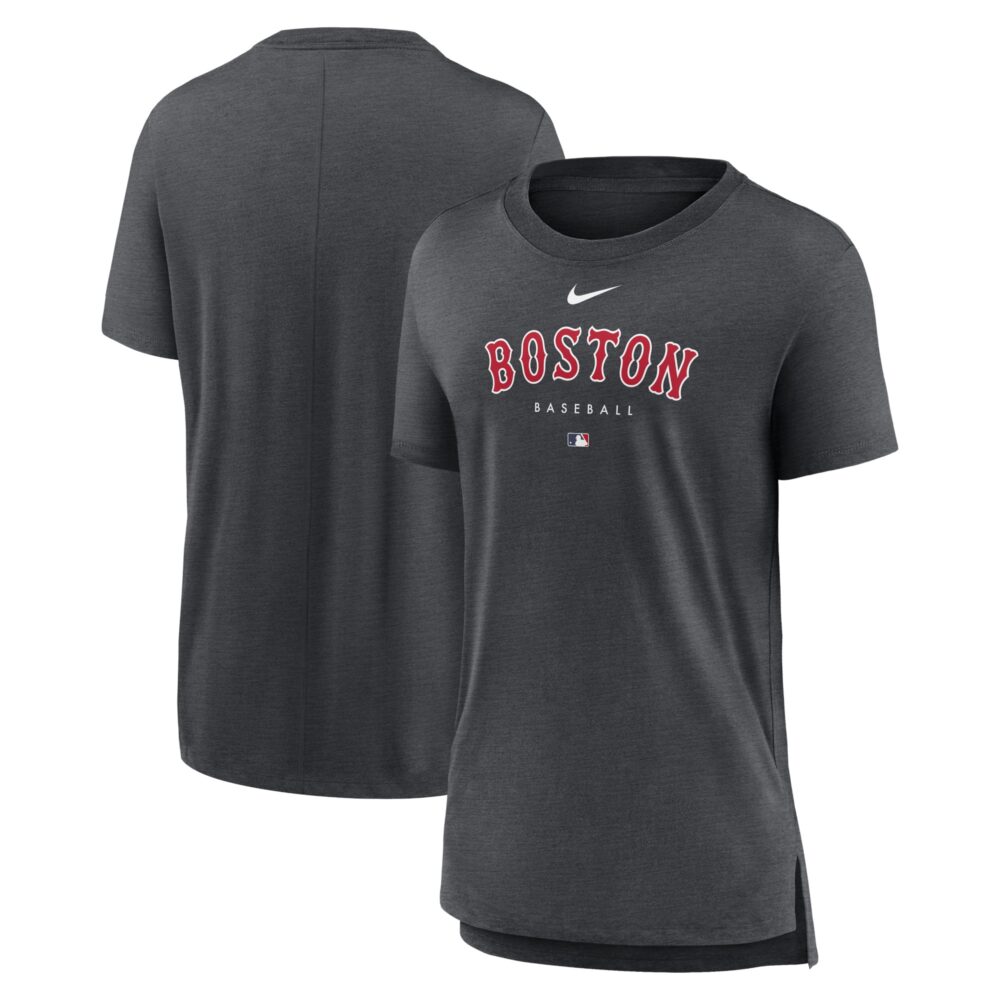 Women's Boston Red Sox Nike Heather Charcoal Authentic Collection Early Work Tri-Blend T-Shirt