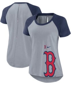 Women's Boston Red Sox Nike Heather Gray Summer Breeze Raglan Fashion T-Shirt