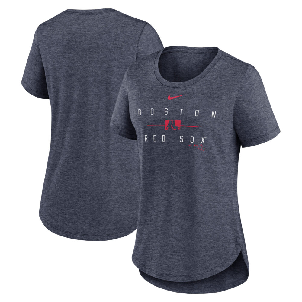 Women's Boston Red Sox Nike Heather Navy Knockout Team Stack Tri-Blend T-Shirt