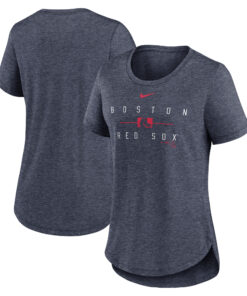Women's Boston Red Sox Nike Heather Navy Knockout Team Stack Tri-Blend T-Shirt