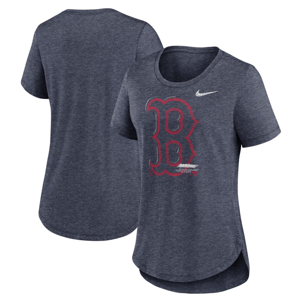 Women's Boston Red Sox Nike Heather Navy Touch Tri-Blend T-Shirt