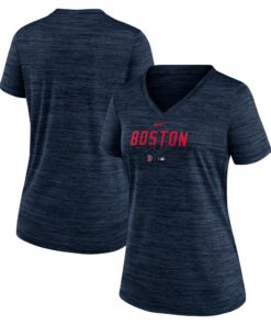 Women's Boston Red Sox Nike Navy Authentic Collection Velocity Practice Performance V-Neck T-Shirt