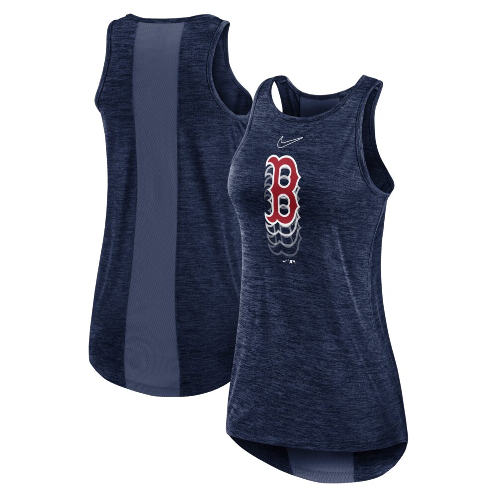 Women's Boston Red Sox Nike Navy Logo Fade High Neck Performance Tank Top