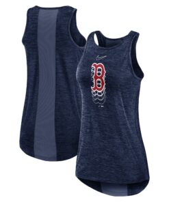 Women's Boston Red Sox Nike Navy Logo Fade High Neck Performance Tank Top