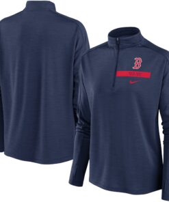Women's Boston Red Sox Nike Navy Primetime Local Touch Pacer Quarter-Zip Top