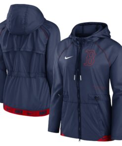 Women's Boston Red Sox Nike Navy/Red Statement Raglan Full-Zip Hoodie Jacket