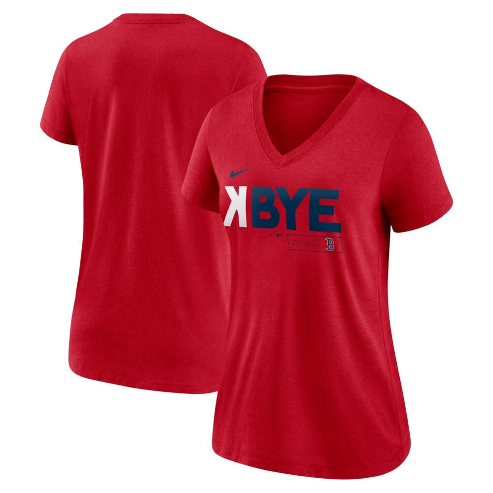 Women's Boston Red Sox Nike Red K-Bye Tri-Blend V-Neck T-Shirt