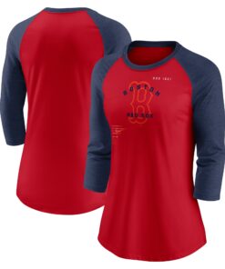 Women's Boston Red Sox Nike Red/Navy Next Up Tri-Blend Raglan 3/4-Sleeve T-Shirt