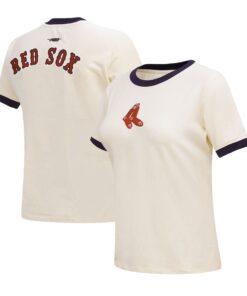 Women's Boston Red Sox Pro Standard Cream  Retro Classic Ringer T-Shirt