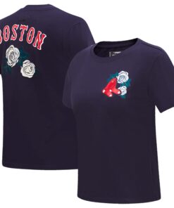 Women's Boston Red Sox Pro Standard Navy Roses Fitted T-Shirt