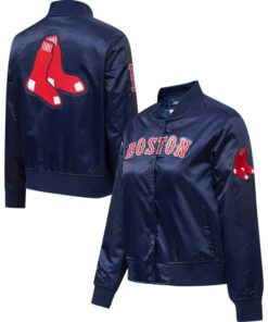 Women's Boston Red Sox Pro Standard Navy Satin Full-Snap Varsity Jacket