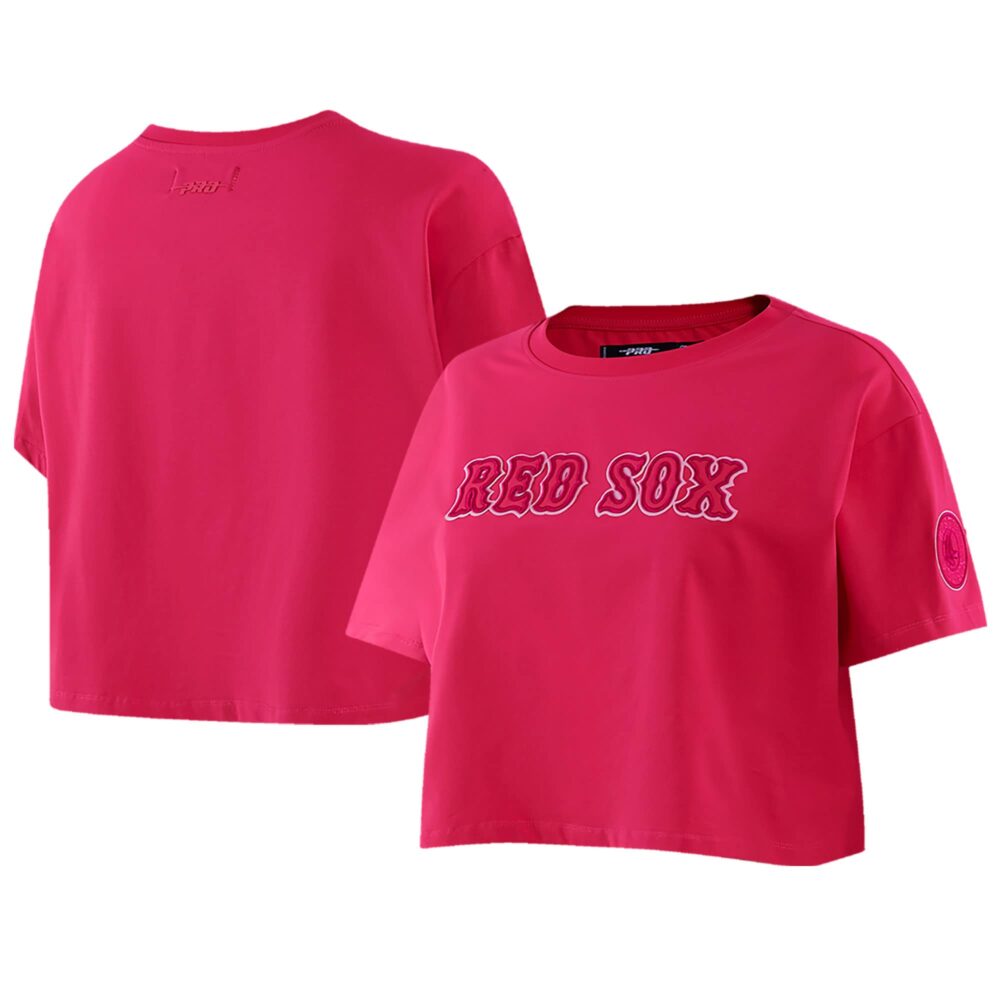 Women's Boston Red Sox Pro Standard Pink Triple Pink Boxy Cropped T-Shirt