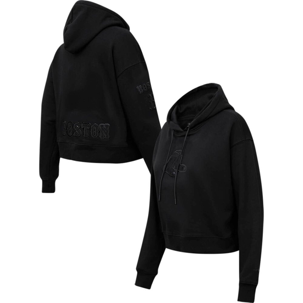 Women's Boston Red Sox Pro Standard Triple Black Cropped Pullover Hoodie