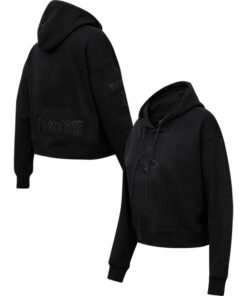 Women's Boston Red Sox Pro Standard Triple Black Cropped Pullover Hoodie