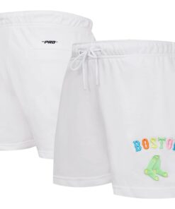 Women's Boston Red Sox  Pro Standard White Washed Neon Shorts