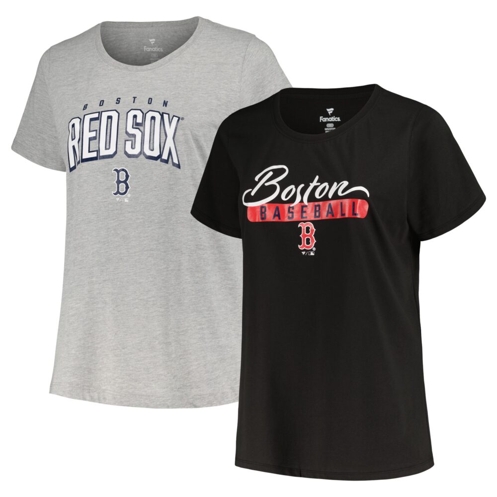 Women's Boston Red Sox Profile Black/Heather Gray Plus Size T-Shirt Combo Pack
