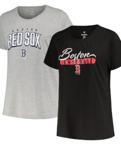Women's Boston Red Sox Profile Black/Heather Gray Plus Size T-Shirt Combo Pack