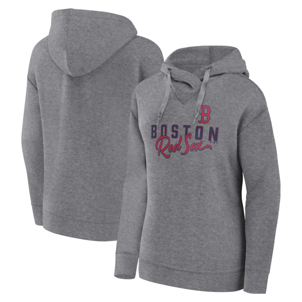 Women's Boston Red Sox Profile Heather Gray Plus Size Pullover Hoodie