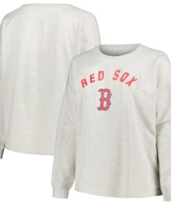 Women's Boston Red Sox Profile Oatmeal Plus Size French Terry Pullover Sweatshirt