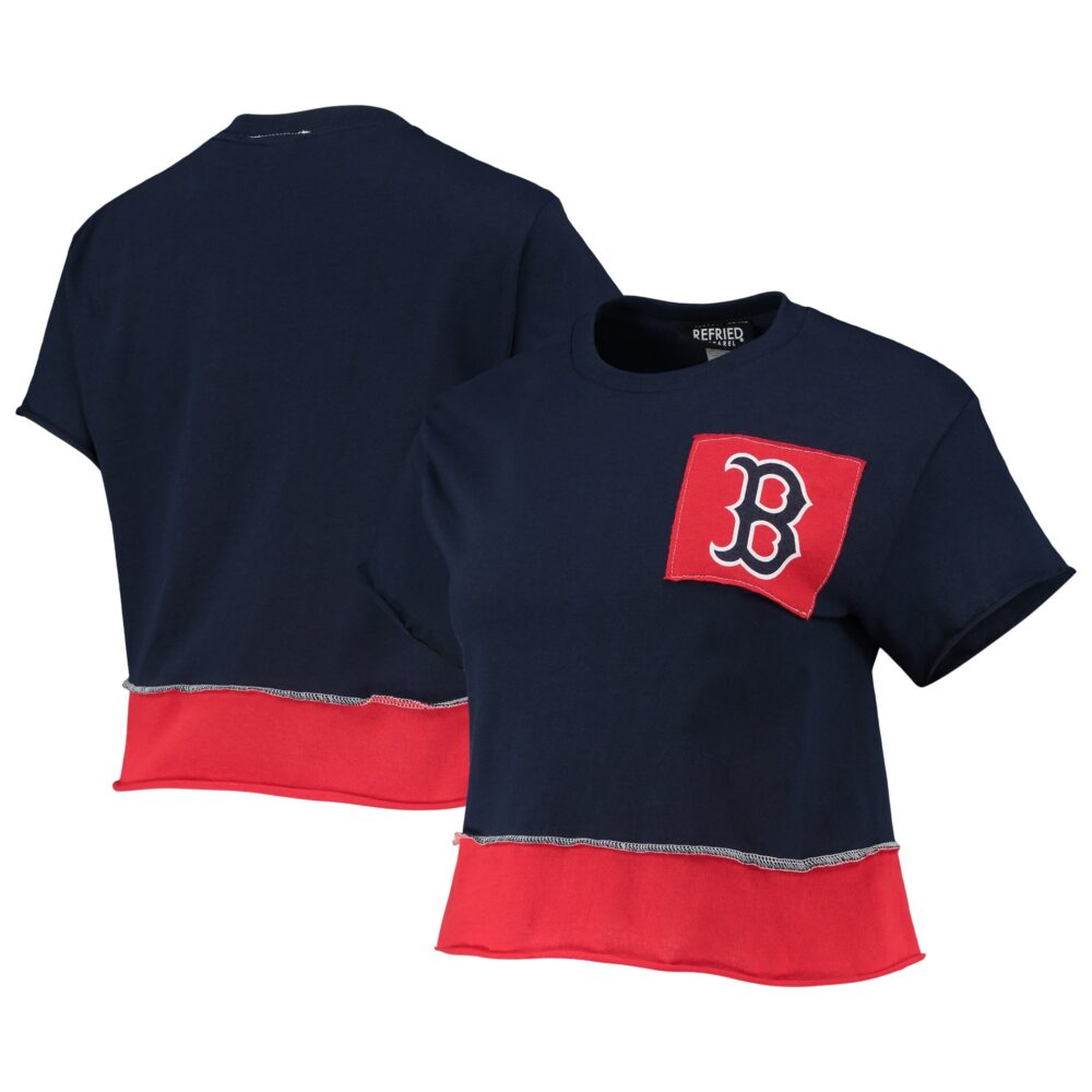 Women's Boston Red Sox Refried Apparel Navy Cropped T-Shirt