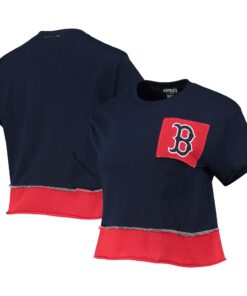 Women's Boston Red Sox Refried Apparel Navy Cropped T-Shirt