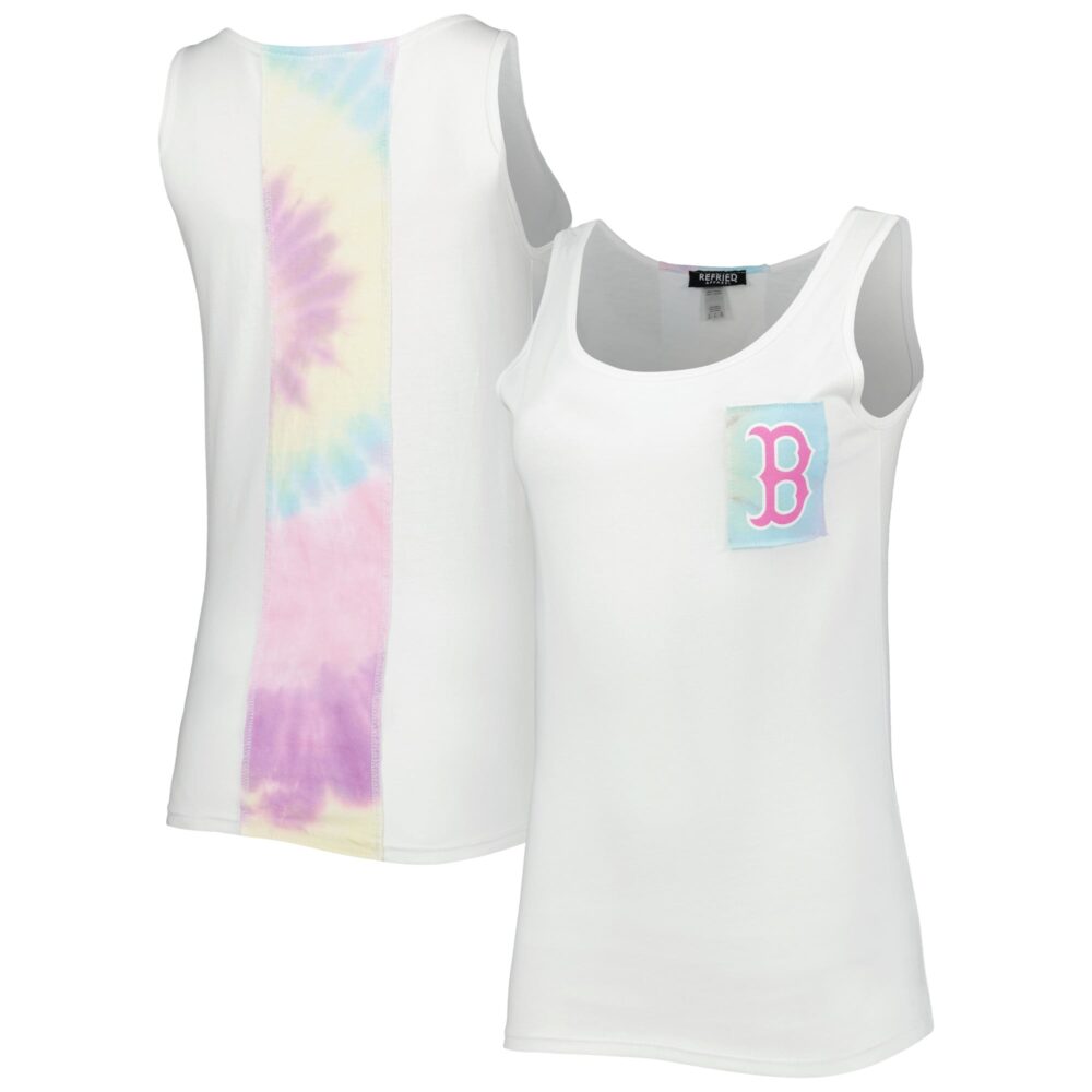 Women's Boston Red Sox Refried Apparel White Tie-Dye Tank Top